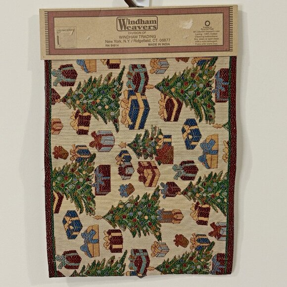 WINDHAM WEAVERS Christmas Table Runner 13x54 Metallic NEW Fabric Blend Lined - Picture 2 of 8